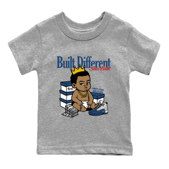 Sneaker match tees – Sneaker Tees To Match Air Jordan 12 French Blue Shoes – Built Different Since Birth Kids T-Shirt Heather Grey 2