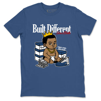 Sneaker match tees – Sneaker Tees To Match Air Jordan 12 French Blue Shoes – Built Different Since Birth Tee Denim Blue 2