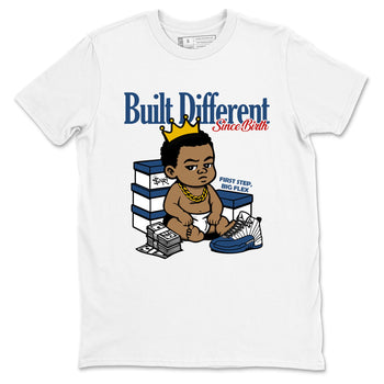 Sneaker match tees – Sneaker Tees To Match Air Jordan 12 French Blue Shoes – Built Different Since Birth Tee White 2