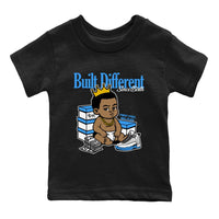 Built Different Since Birth SNRT Sneaker Tees Kids - Air Jordan 12 White and University Blue
