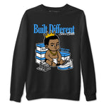 Built Different Since Birth sneaker match t-shirt styled to complete your fit with the Air Jordan 12 White and University Blue sneakers, shown in Black 2.