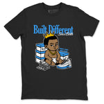 Built Different Since Birth sneaker match t-shirt styled to complete your fit with the Air Jordan 12 White and University Blue sneakers, shown in Black 2.