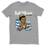 Built Different Since Birth sneaker match t-shirt styled to complete your fit with the Air Jordan 12 White and University Blue sneakers, shown in Heather Grey 2.