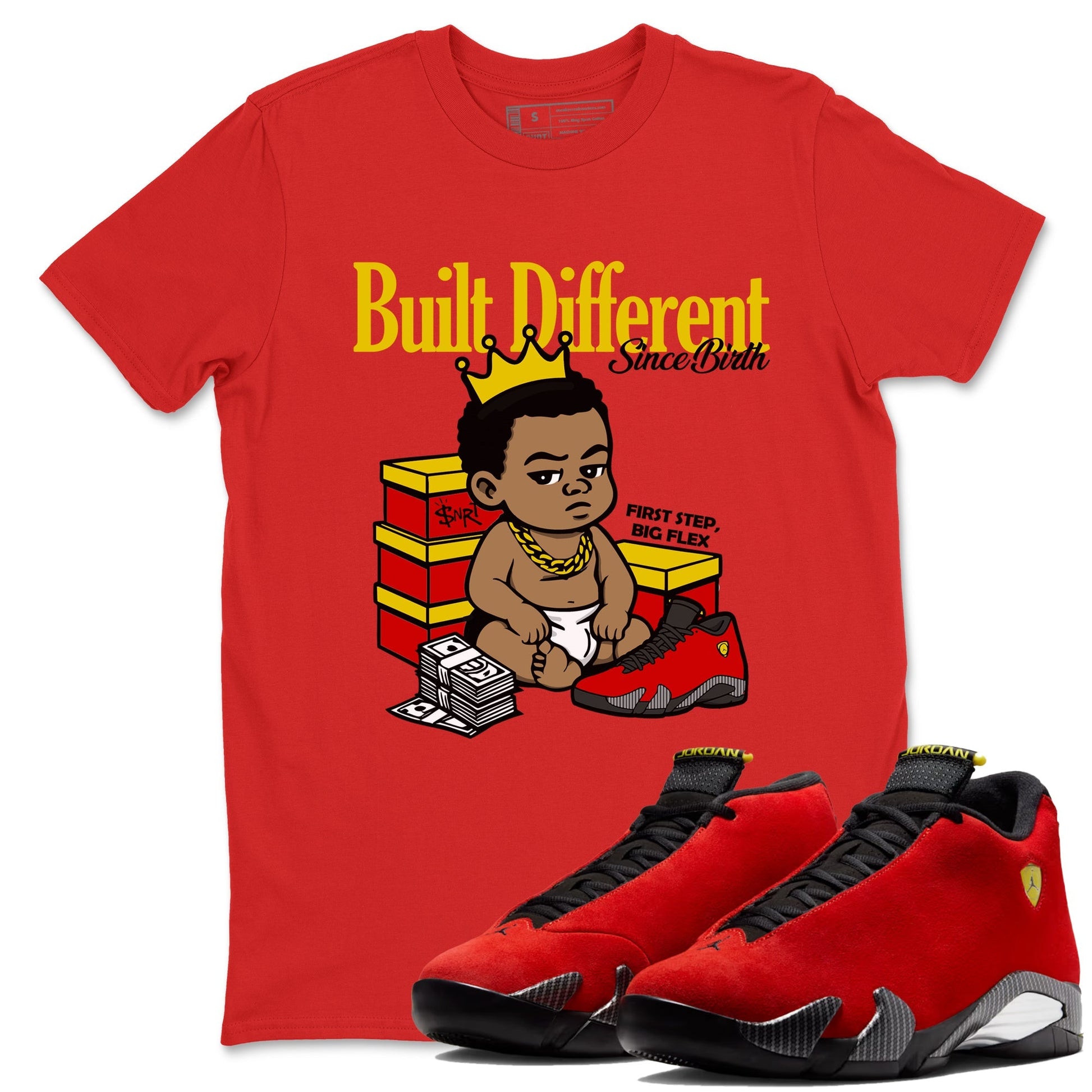 Built Different Since Birth Unisex Audult Tops - Air Jordan 14 Challenge Red - SNRT Sneaker T-shirts