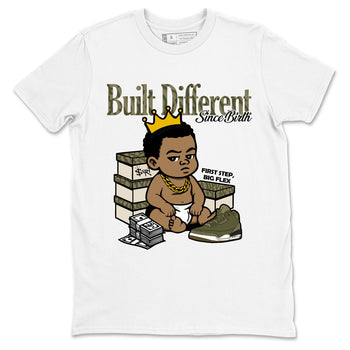 Sneaker Threads – Sneaker Tees To Match Air Jordan 3 Medium Olive – Built Different Since Birth Graphic Tee White 2. Perfect for Jordan releases 2025 colorways.
