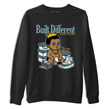 Sneaker match tees – Sneaker Tees To Match 4s Worn Blue Air Jordan 4 Denim Shoes – Built Different Since Birth Tee Black 2