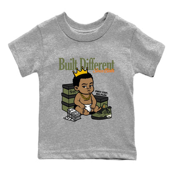 Sneaker match tees – Sneaker Tees To Match Undefeated inspired colorways Air Jordan 4 OG Olive Shoes – Built Different Since Birth Kids T-Shirt Heather Grey 2
