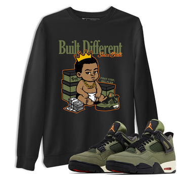 Sneaker match tees – Sneaker Tees To Match Undefeated inspired colorways Air Jordan 4 OG Olive Shoes – Built Different Since Birth Tee Black 1