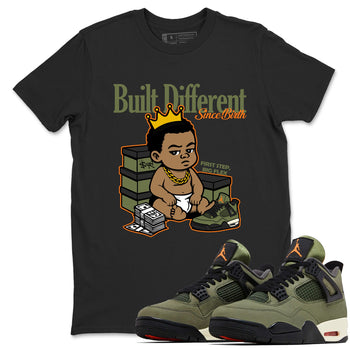 Sneaker match tees – Sneaker Tees To Match Undefeated inspired colorways Air Jordan 4 OG Olive Shoes – Built Different Since Birth Tee Black 1