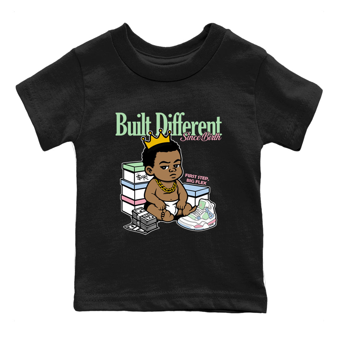 Best Sneakerfits graphic tee – Perfect Valentine's Day outfits to match Air Jordan 4 Valentines Day Kids – Built Different Since Birth Kids T-Shirt Black 2