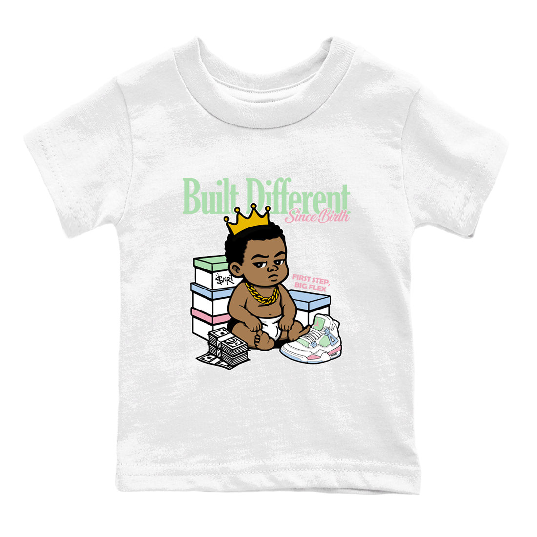 Best Sneakerfits graphic tee – Perfect Valentine's Day outfits to match Air Jordan 4 Valentines Day Kids – Built Different Since Birth Kids T-Shirt White 2