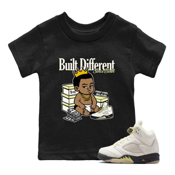 Sneaker match tees – Streetwear Graphic Tees Air Jordan 5 Luminous Green Sneakers – Built Different Since Birth Kids Craphic T-Shirt Black 1