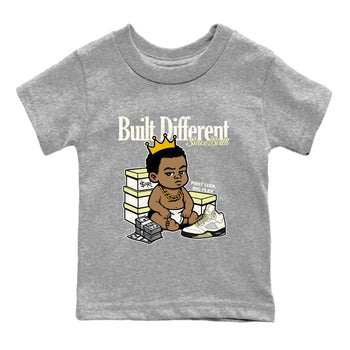 Sneaker match tees – Streetwear Graphic Tees Air Jordan 5 Luminous Green Sneakers – Built Different Since Birth Kids Craphic T-Shirt Heather Grey 2