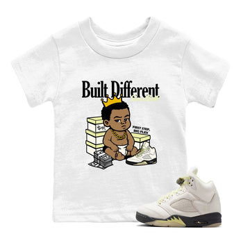 Sneaker match tees – Streetwear Graphic Tees Air Jordan 5 Luminous Green Sneakers – Built Different Since Birth Kids Craphic T-Shirt White 1