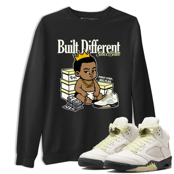 Sneaker match tees – Streetwear Graphic Tees Air Jordan 5 Luminous Green Sneakers – Built Different Since Birth Graphic Tee Black 1