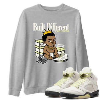 Sneaker match tees – Streetwear Graphic Tees Air Jordan 5 Luminous Green Sneakers – Built Different Since Birth Graphic Tee Heather Grey 1