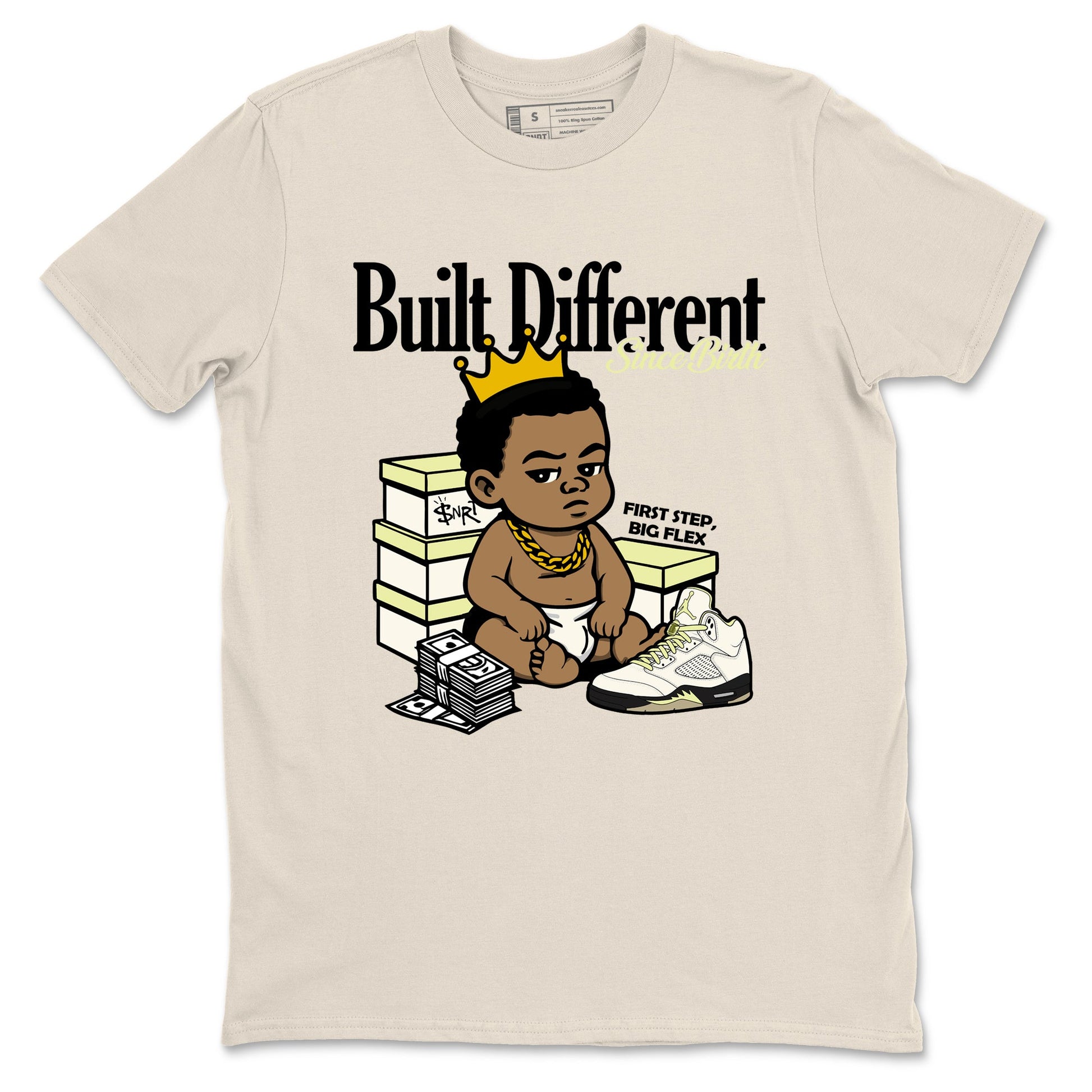 Sneaker match tees – Streetwear Graphic Tees Air Jordan 5 Luminous Green Sneakers – Built Different Since Birth Graphic Tee Natural 2