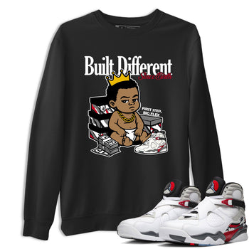Sneaker match tees – Sneaker Tees To Match Air Jordan 8 Bunny Shoes Air Jordan 8 White and True Red – Built Different Since Birth Tee Black 1