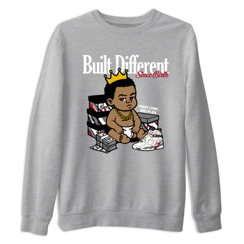 Sneaker match tees – Sneaker Tees To Match Air Jordan 8 Bunny Shoes Air Jordan 8 White and True Red – Built Different Since Birth Tee Heather Grey 2