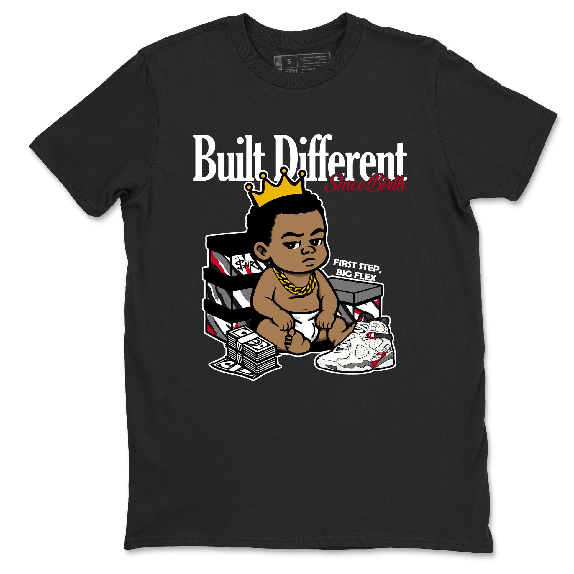 Sneaker match tees – Sneaker Tees To Match Air Jordan 8 Bunny Shoes Air Jordan 8 White and True Red – Built Different Since Birth Tee Black 2