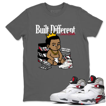 Sneaker match tees – Sneaker Tees To Match Air Jordan 8 Bunny Shoes Air Jordan 8 White and True Red – Built Different Since Birth Tee Cool Grey 1