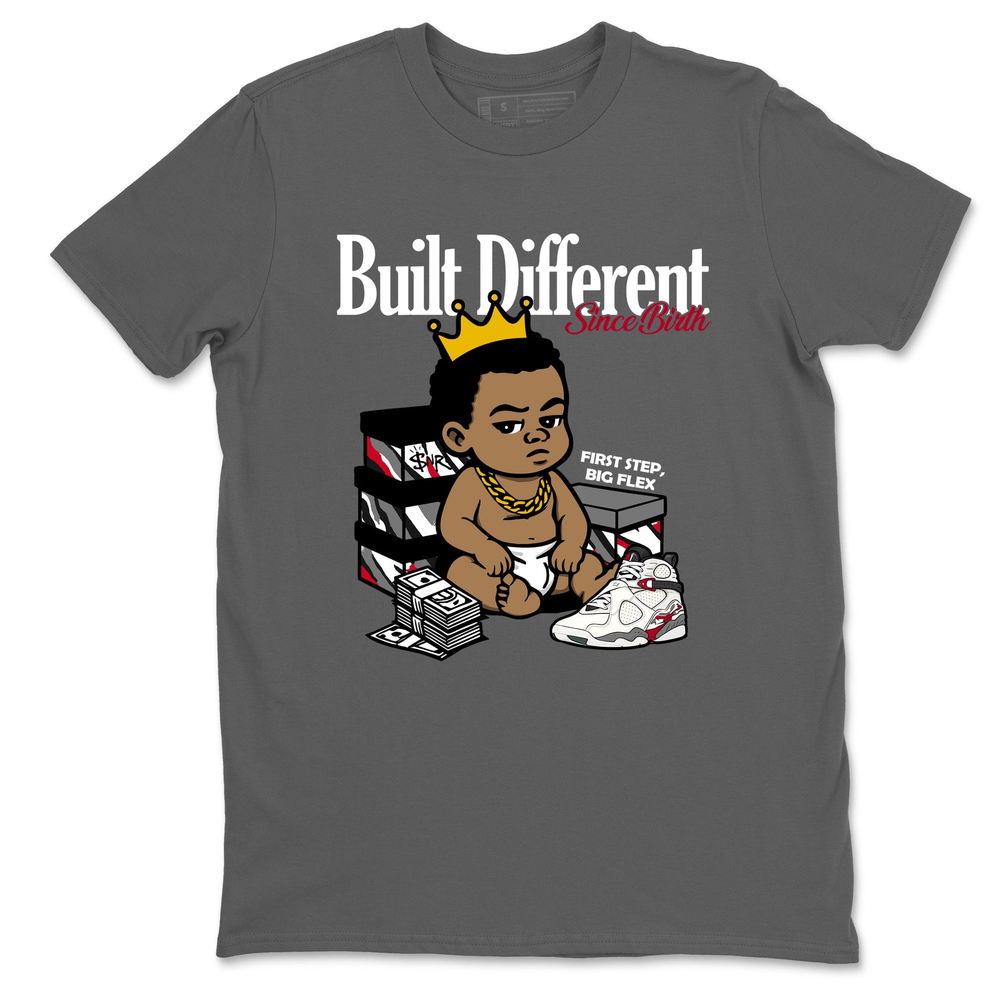 Sneaker match tees – Sneaker Tees To Match Air Jordan 8 Bunny Shoes Air Jordan 8 White and True Red – Built Different Since Birth Tee Cool Grey 2