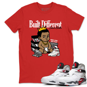Sneaker match tees – Sneaker Tees To Match Air Jordan 8 Bunny Shoes Air Jordan 8 White and True Red – Built Different Since Birth Tee Red 1