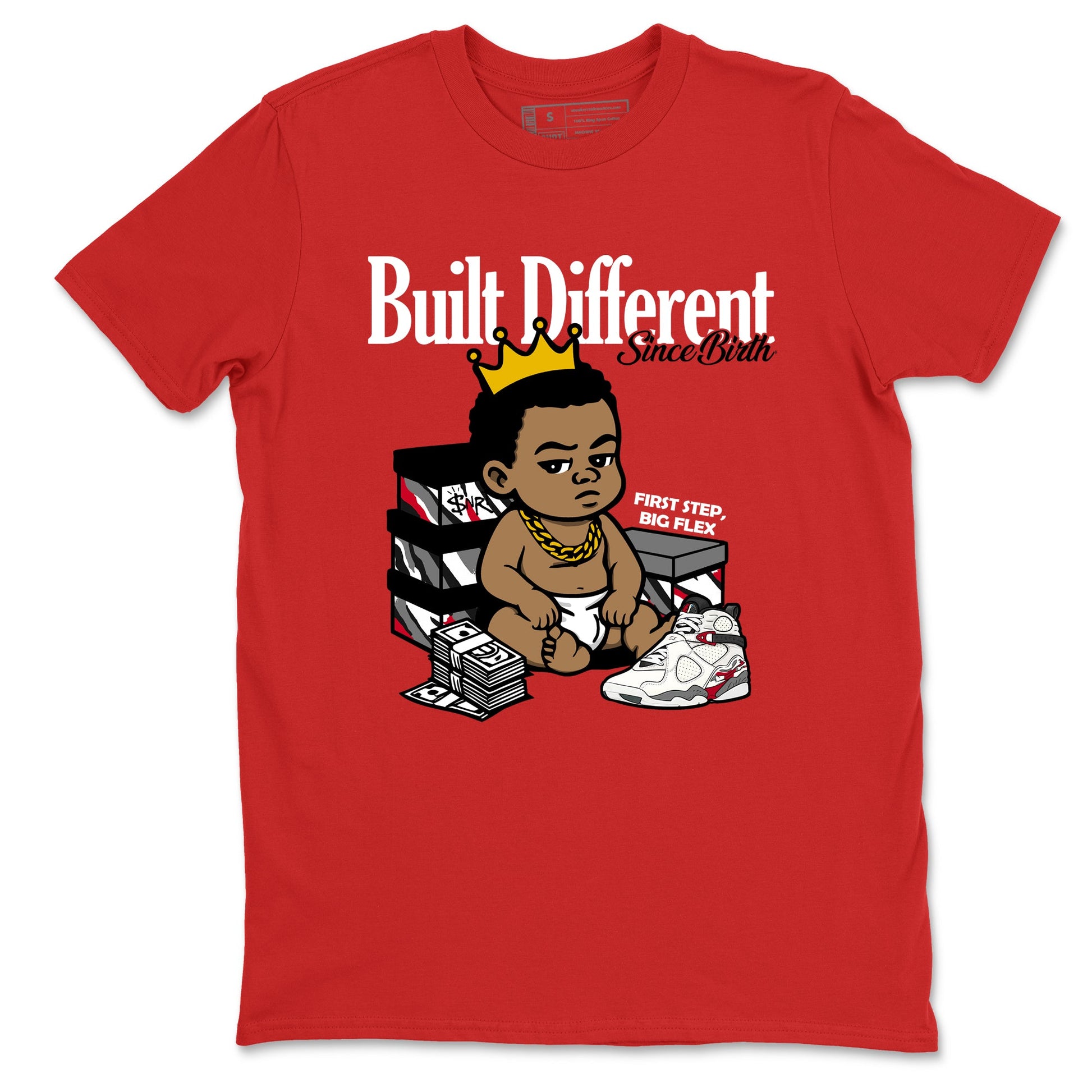 Sneaker match tees – Sneaker Tees To Match Air Jordan 8 Bunny Shoes Air Jordan 8 White and True Red – Built Different Since Birth Tee Red 2