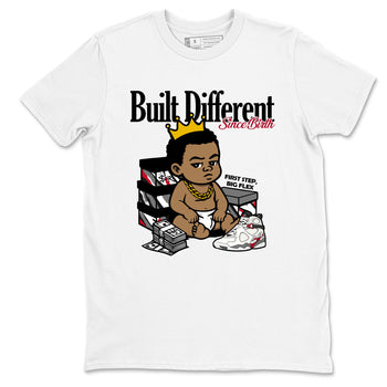 Sneaker match tees – Sneaker Tees To Match Air Jordan 8 Bunny Shoes Air Jordan 8 White and True Red – Built Different Since Birth Tee White 2