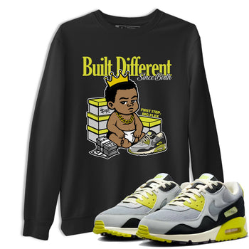 Built Different Since Birth sneaker match t-shirt styled to complete your fit with the Air Max 90 Cyber sneakers, shown in Black 1.