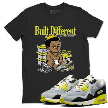 Built Different Since Birth sneaker match t-shirt styled to complete your fit with the Air Max 90 Cyber sneakers, shown in Black 1.