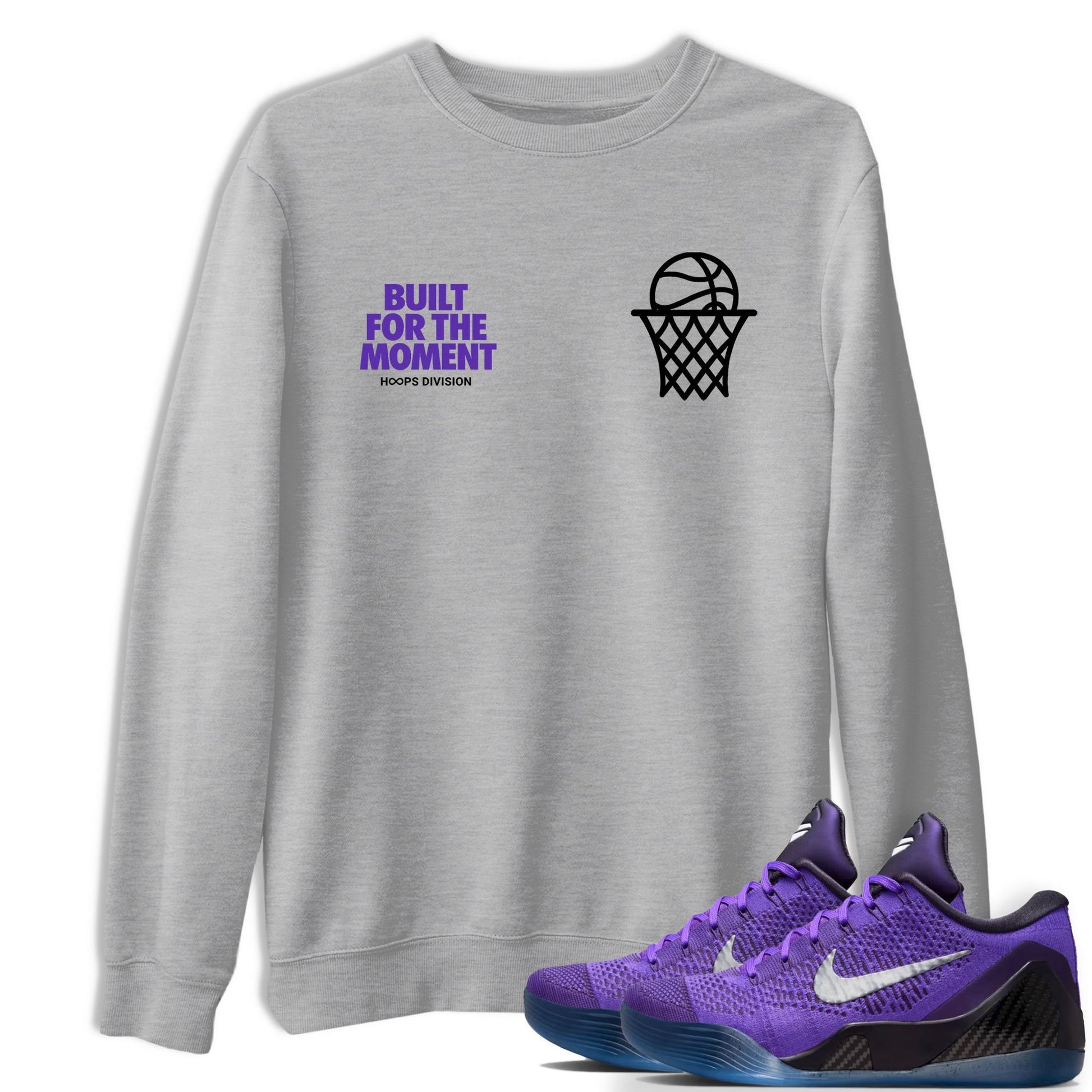 Sneaker Threads – Sneaker Tees To Match Nike KB 9 Hyper Grape – Built For The Moment Graphic Tee Heather Grey 1. Perfect for purple basketball sneaker releases and legacy-inspired colorways for 2025 hoopers.