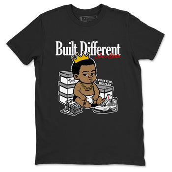 Bulit Different Since Birth sneaker match t-shirt styled to complete your fit with the Air Jordan 4 White Cement sneakers, shown in Black 2.