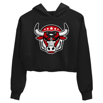 Best Sneakerfit graphic tee – Sneaker Tees To Match Air Jordan 1 Low Chicago Sneakers – Bull Emblem Crop T-Shirt Black 2