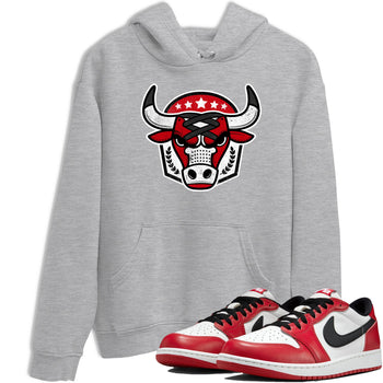 Best Sneakerfit graphic tee – Sneaker Tees To Match Air Jordan 1 Low Chicago Sneakers – Bull Emblem Tee Heather Grey 1