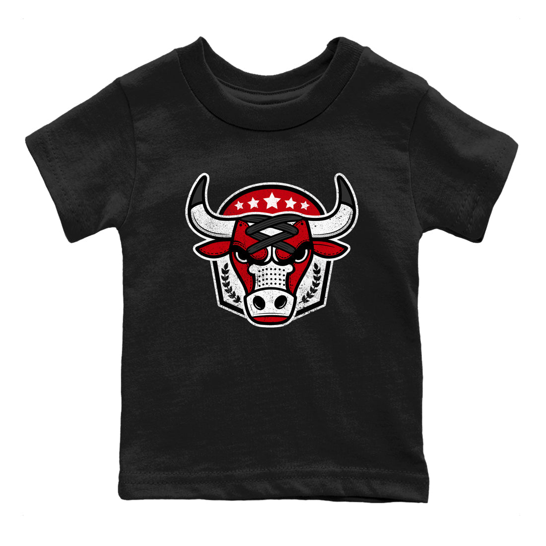 Best Sneakerfit graphic tee – Sneaker Tees To Match Air Jordan 1 Low Chicago Sneakers – Bull Emblem Kids T-Shirt Black 2