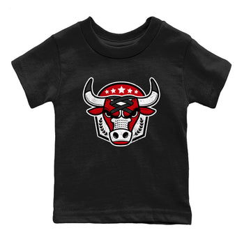 Best Sneakerfit graphic tee – Sneaker Tees To Match Air Jordan 1 Low Chicago Sneakers – Bull Emblem Kids T-Shirt Black 2