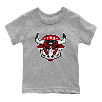 Best Sneakerfit graphic tee – Sneaker Tees To Match Air Jordan 1 Low Chicago Sneakers – Bull Emblem Kids T-Shirt Heather Grey 2