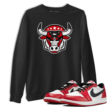 Best Sneakerfit graphic tee – Sneaker Tees To Match Air Jordan 1 Low Chicago Sneakers – Bull Emblem Tee Black 1