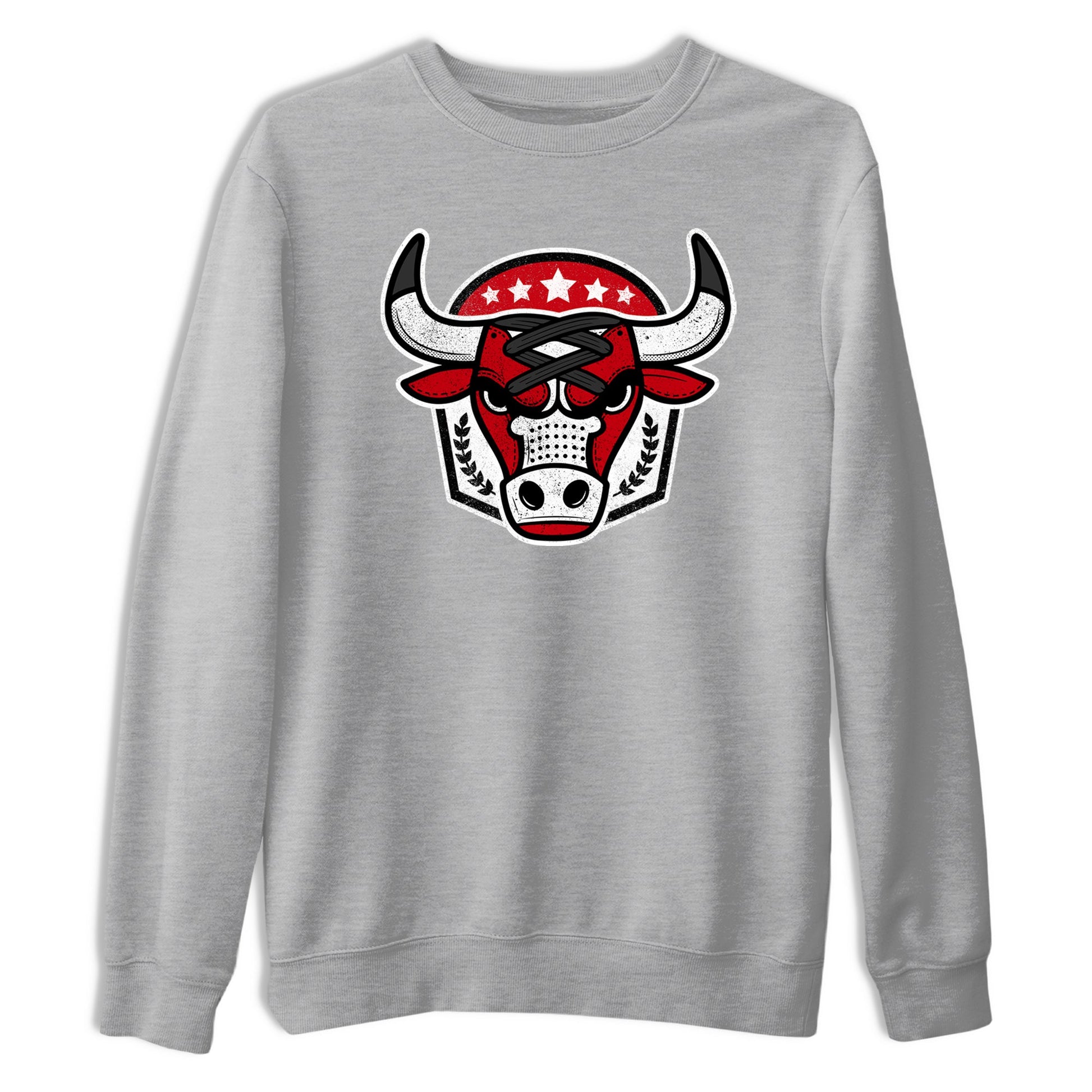 Best Sneakerfit graphic tee – Sneaker Tees To Match Air Jordan 1 Low Chicago Sneakers – Bull Emblem Tee Heather Grey 2