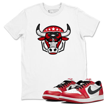 Best Sneakerfit graphic tee – Sneaker Tees To Match Air Jordan 1 Low Chicago Sneakers – Bull Emblem Tee White 1