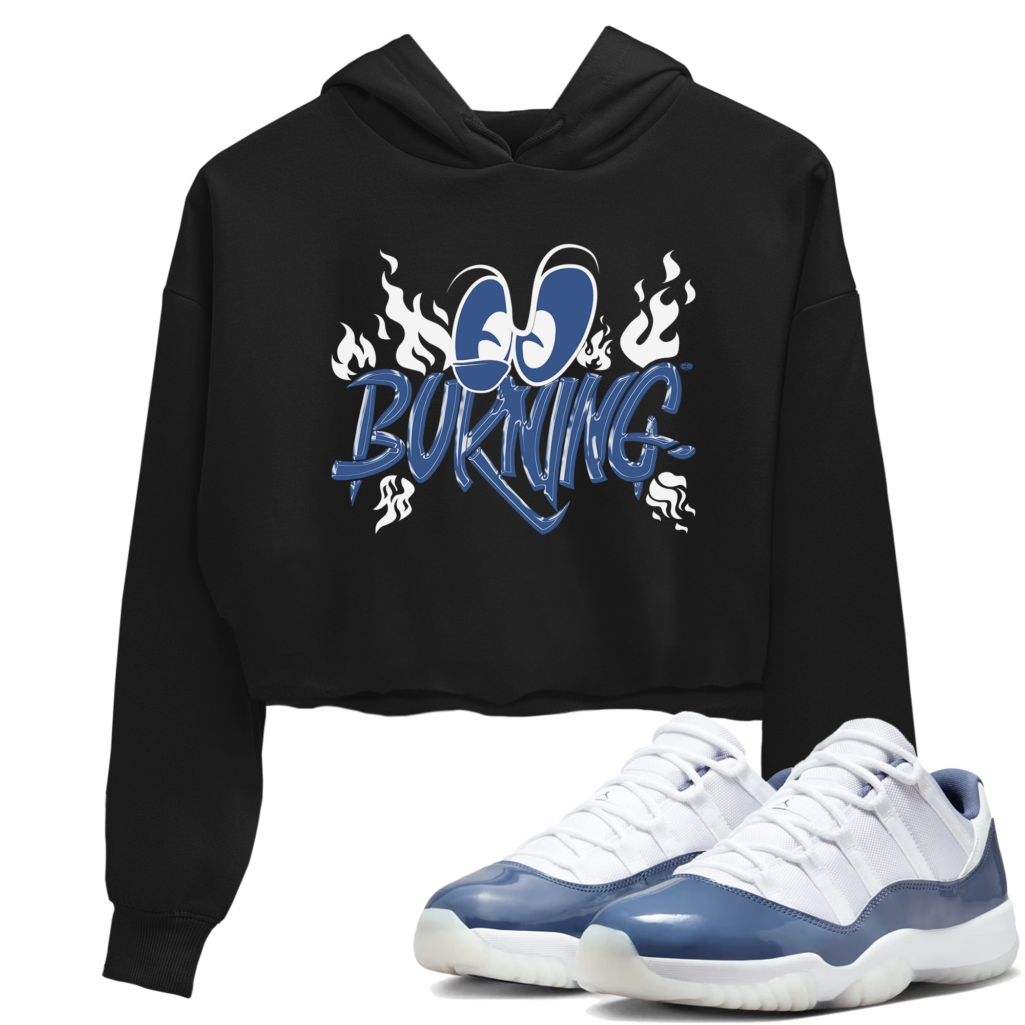 11s Diffused Blue shirts to match jordans Burning sneaker match tees Air Jordan 11 Diffused Blue SNRT Sneaker Release Tees unisex cotton Black 1 Crop Shirts