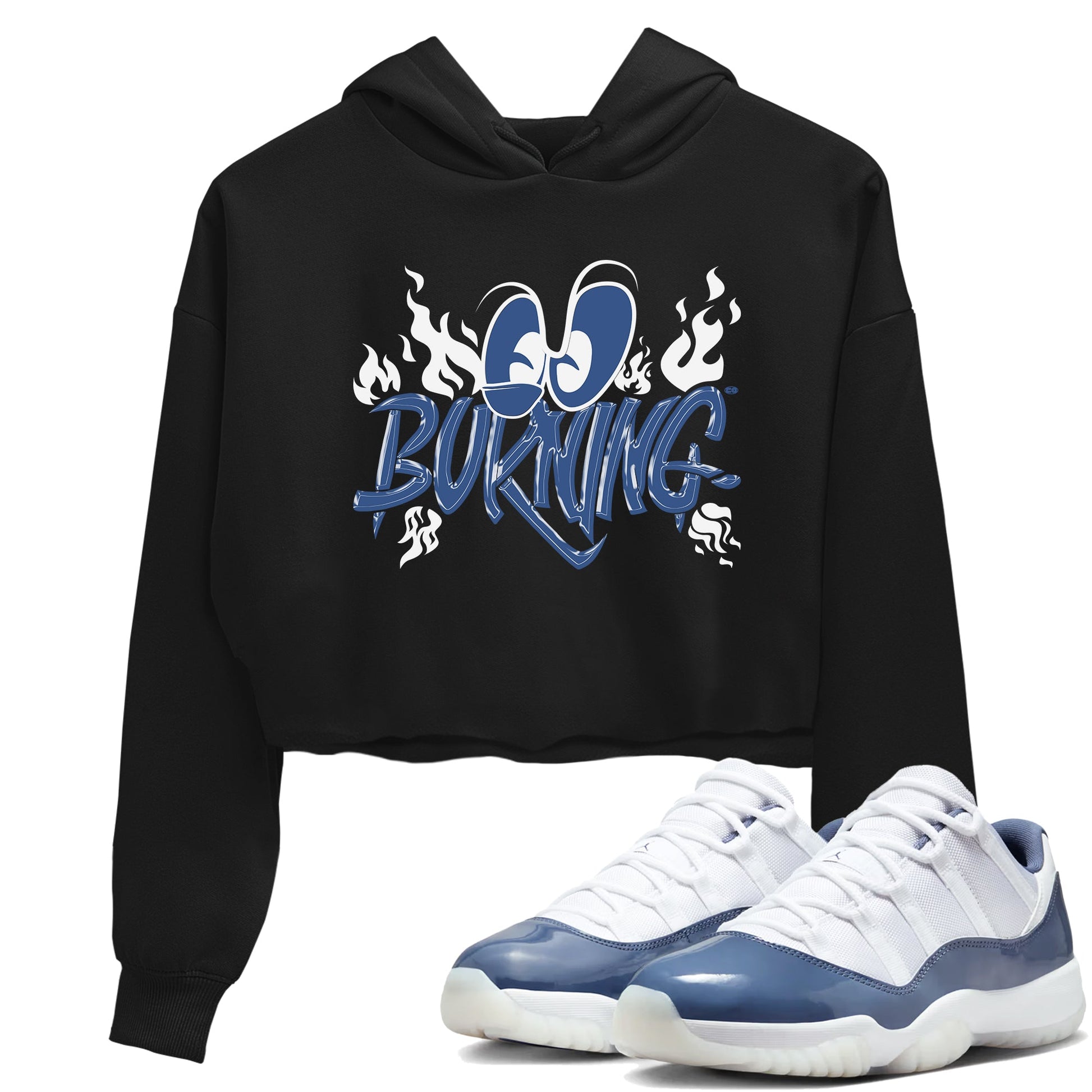 11s Diffused Blue shirts to match jordans Burning sneaker match tees Air Jordan 11 Diffused Blue SNRT Sneaker Release Tees unisex cotton Black 1 Crop Shirts