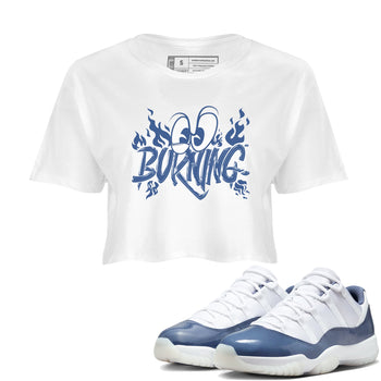 11s Diffused Blue shirts to match jordans Burning sneaker match tees Air Jordan 11 Diffused Blue SNRT Sneaker Release Tees unisex cotton White 1 Crop Shirts