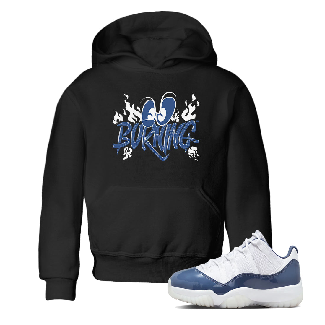 11s Diffused Blue shirts to match jordans Burning sneaker match tees Air Jordan 11 Diffused Blue SNRT Sneaker Release Tees Youth Baby Black 1 crew neck shirts