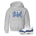 11s Diffused Blue shirts to match jordans Burning sneaker match tees Air Jordan 11 Diffused Blue SNRT Sneaker Release Tees Youth Baby Heather Grey 1 crew neck shirts