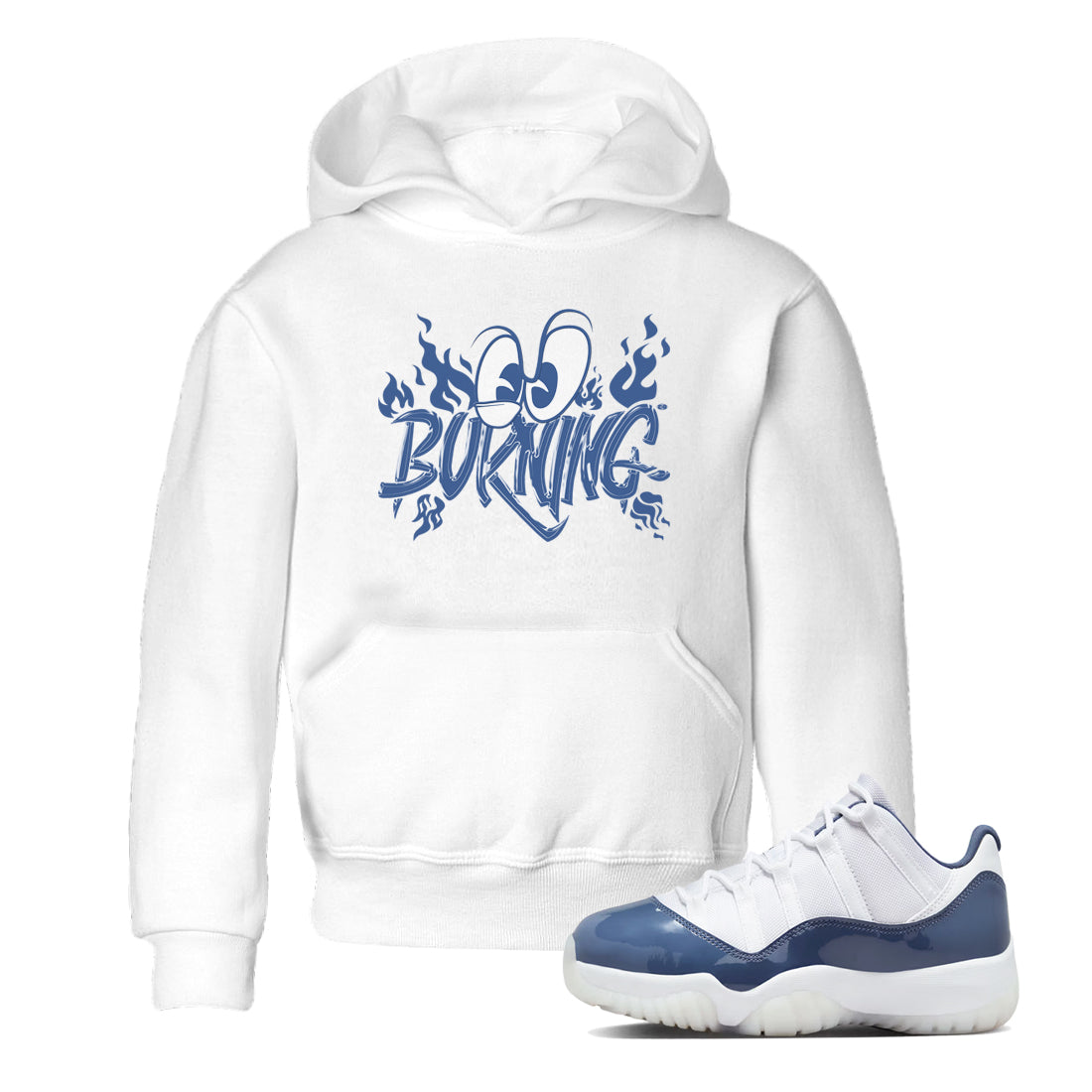 11s Diffused Blue shirts to match jordans Burning sneaker match tees Air Jordan 11 Diffused Blue SNRT Sneaker Release Tees Youth Baby White 1 crew neck shirts