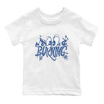 11s Diffused Blue shirts to match jordans Burning sneaker match tees Air Jordan 11 Diffused Blue SNRT Sneaker Release Tees Youth Baby White 2 crew neck shirts