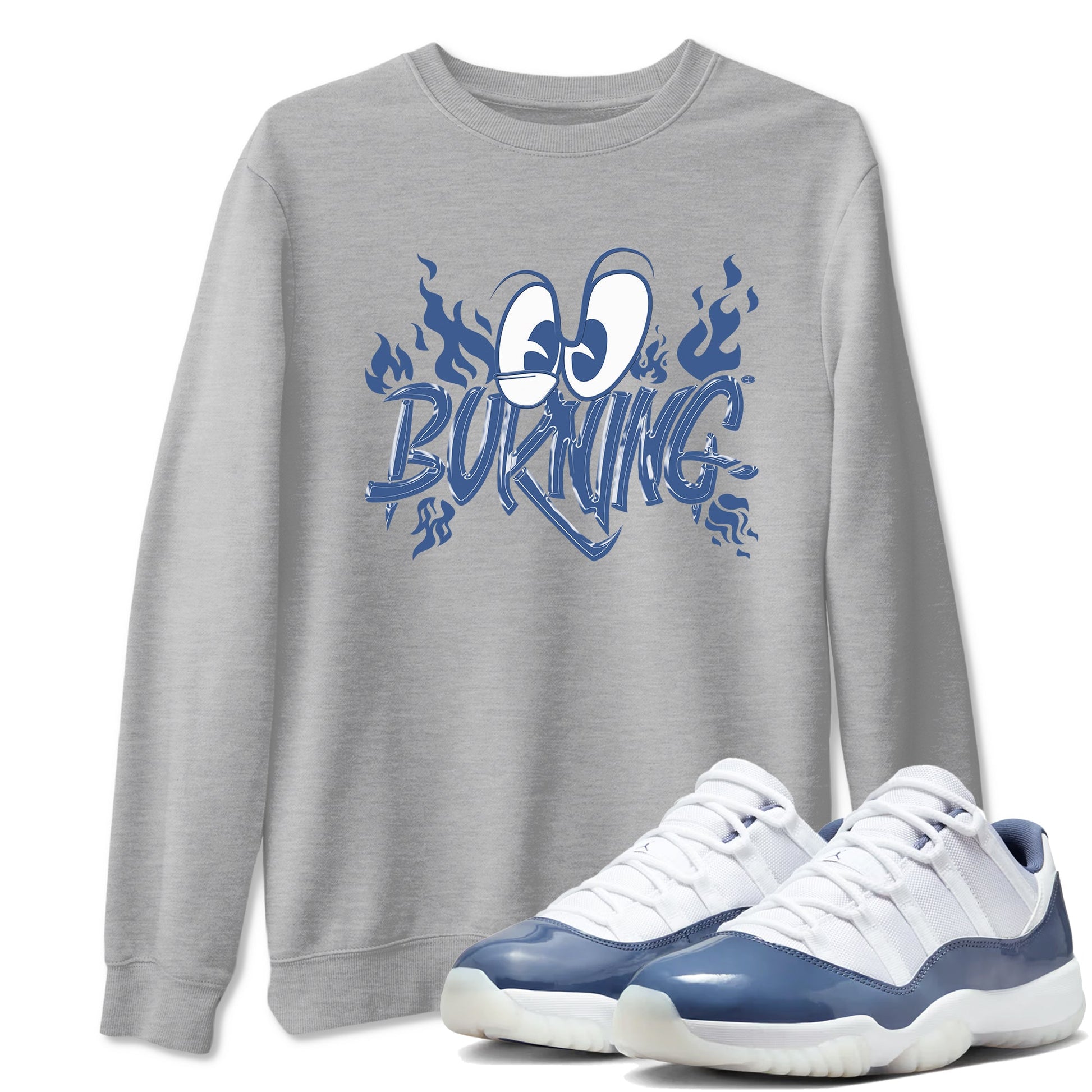11s Diffused Blue shirts to match jordans Burning sneaker match tees Air Jordan 11 Diffused Blue SNRT Sneaker Release Tees unisex cotton Heather Grey 1 crew neck shirts