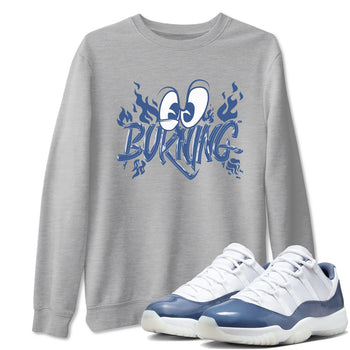 11s Diffused Blue shirts to match jordans Burning sneaker match tees Air Jordan 11 Diffused Blue SNRT Sneaker Release Tees unisex cotton Heather Grey 1 crew neck shirts